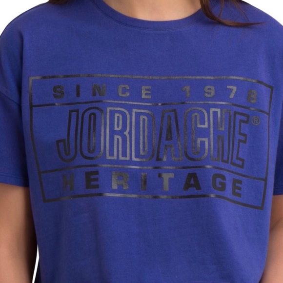 Jordache Kimberly Crop Tee Blue & Black Size S NWT - Picture 2 of 8